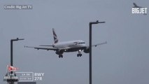 Planes landing at Heathrow airport in Storm Isha