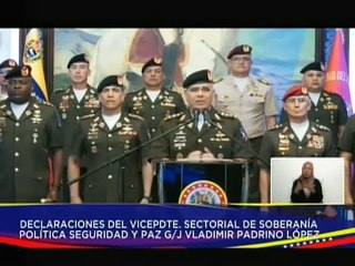 G/J Vladimir Padrino López instó al pueblo a no caer en agresiones permanente contra la patria
