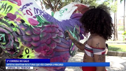 Artistas grafitam esculturas que vão compor o percurso