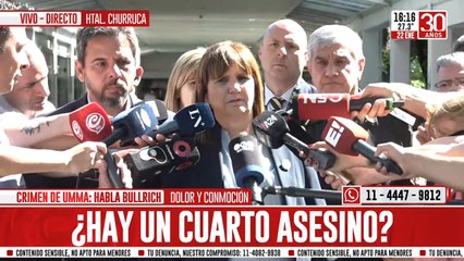 Patricia Bullrich tras el asesinato de Umma: "Estamos trabajando para encontrarlos"