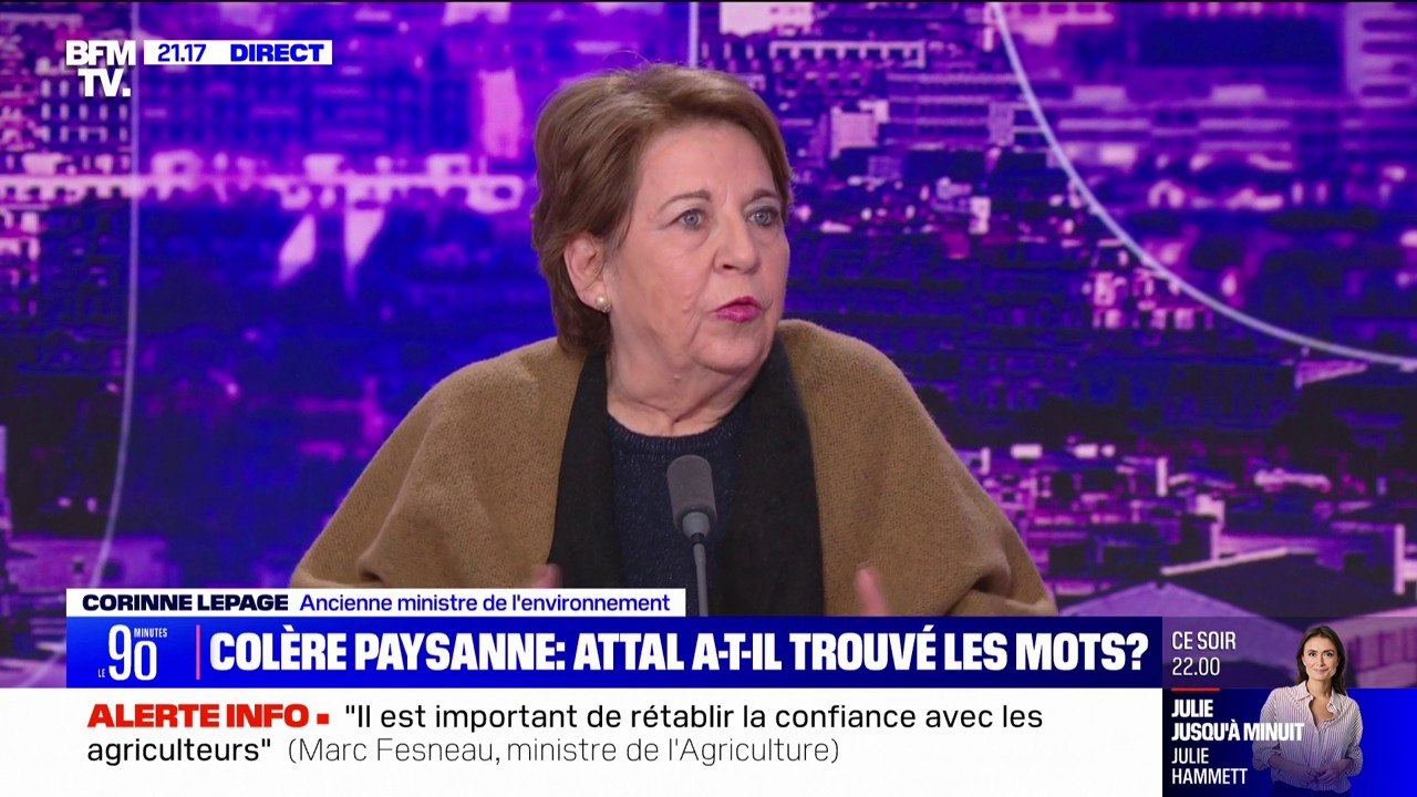 Mobilisation des agriculteurs: l'ancienne ministre de l'Environnement Corinne Lepage dénonce "l'écolo-bashing" derrière la remise en cause des normes environnementales
