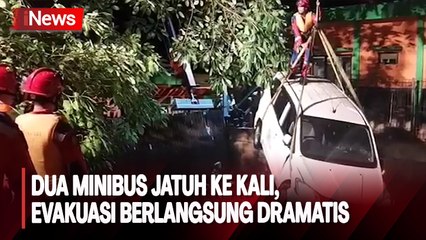 Dua Minibus Tercebur ke Kali di Jakbar, Proses Evakuasi Berlangsung Dramatis
