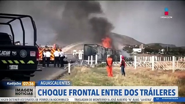 Choque entre dos tráileres deja dos muertos en Aguascalientes