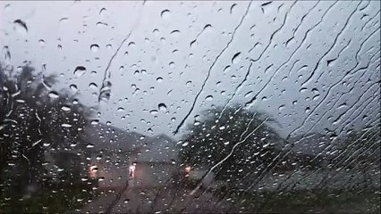 Relaxing Raining On Car Glass Windows Thunder Sounds Heavy Drops