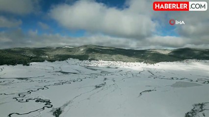 Ankara'da kar altında kalan menderesler havadan görüntülendi