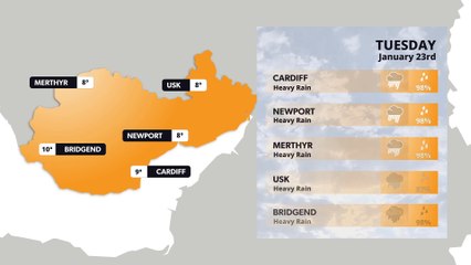South Wales weather forecast 23 January