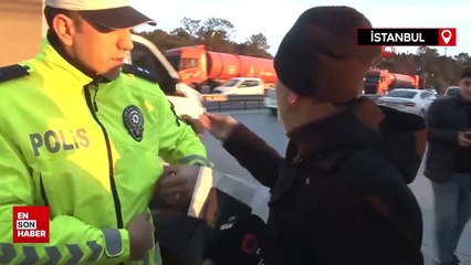 Arnavutköy’de ceza yiyen sürücüden polise tepki: Yemin eder misin