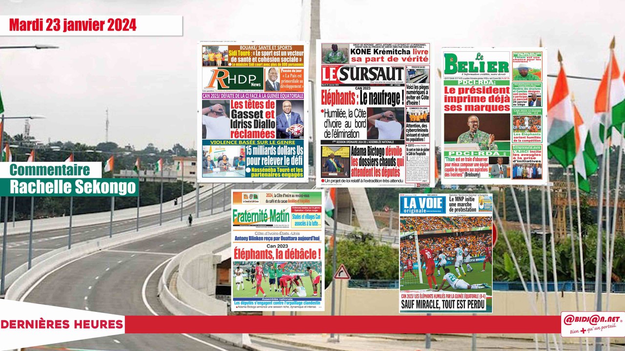 Titrologie du mardi 23 janvier 2024/ CAN 2023: la Côte d'Ivoire au bord de l'élimination