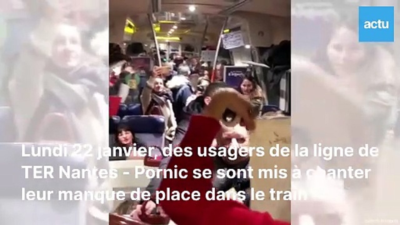 Serrés "comme des sardines", des usagers chantent dans le TER Nantes Pornic