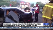 ¡Leñazo y medio! Conductora gravemente herida tras brutal choque con “rapidito” en Villanueva, Cortés