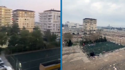 Depremden önce ve sonra… Aynı yerden yapılan 2 farkılı çekim hüzünlendirdi