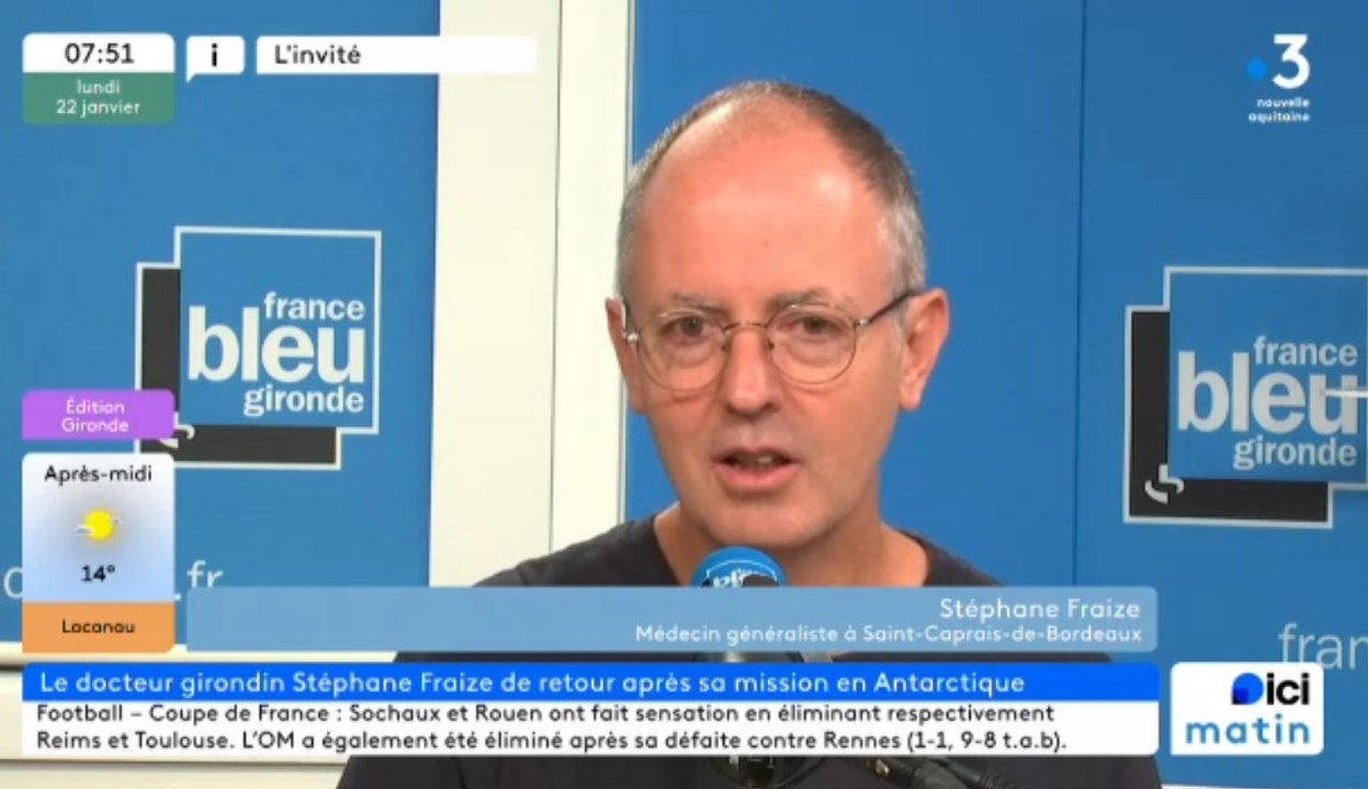 Le Dr. Stéphane Fraize, médecin généraliste à St-Caprais-de-Bordeaux, de retour d'une mission en Antarctique