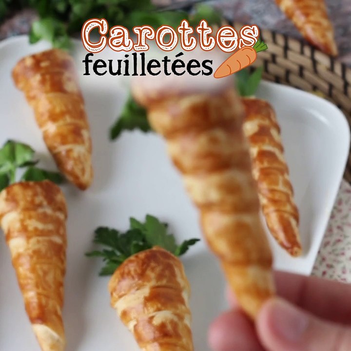 Carottes feuilletées trop mignonnes pour l'apéro de pâques: fromage de chèvre et tomates séchées