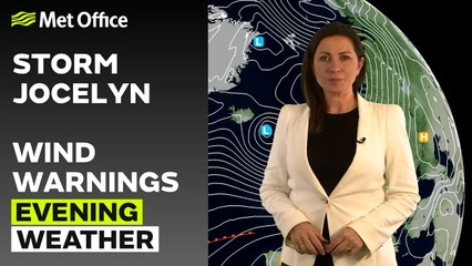 Met Office Evening Weather Forecast 23/01/24 - Strong winds as Storm Jocelyn arrives