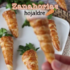 Zanahorias de hojaldre rellenas de queso crema y tomate seco