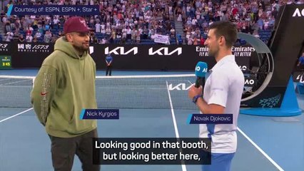 Djokovic's 'bromance' with Kyrgios blossoms in on-court interview