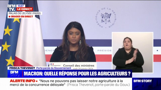 Prisca Thevenot (porte-parole du Gouvernement): Nous ne pouvons pas laisser notre agriculture à la merci de la concurrence déloyale