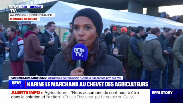 C'était très important d'être là auprès d'eux : L'animatrice Karine Le Marchand sur un point de blocage en Seine-et-Marne pour soutenir les agriculteurs