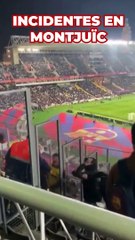 El incidente tras el 3-5 del Villarreal en Montjuïc: bofetón y le saca la bandera de España a un culé