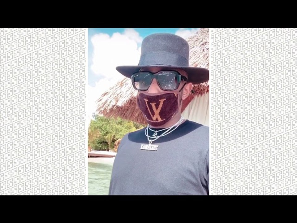 Fabolous Hits Aruba In Louis Vuitton Slippers + Matching Mask