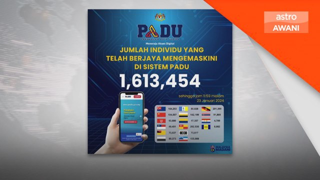 Hanya 1.6 juta kemas kini maklumat dalam PADU setakat 23 Jan