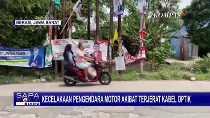 Скачать видео: Pengendara Motor di Bekasi Kecelakaan Akibat Terjerat Kabel Optik