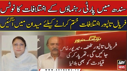 Faryal Talpur party ikhtilafat khatam karany ke liye maidan me agai