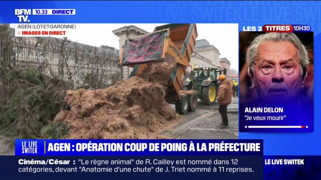 Colère des agriculteurs: des déchets à nouveau déversés devant la préfecture d'Agen