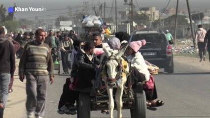 Gaza: des Palestiniens fuient la ville de Khan Younès