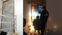 Boşaltılan binadaki dairesine hırsızın yerleştiğini öne süren ev sahibi kapıya duvar ördü
