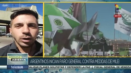 Argentinos inician paro nacional contra las medidas del presidente Milei