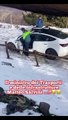 Salvini bloccato sulla neve con una Tesla, ma è lui o un sosia?