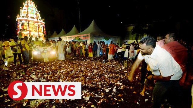 Annual procession of Lord Murugan's chariot arrives in Batu Caves for Thaipusam celebration