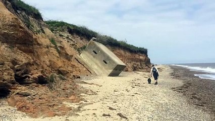 WW2 pill box washed out to sea due to coastal erosion