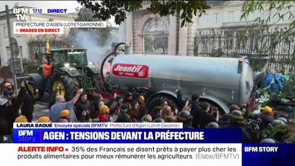 Download Video: Agen: la tension monte devant la préfecture après une réunion infructueuse entre des leaders du mouvement des agriculteurs, le préfet et un membre du cabinet du ministre de l'Agriculture