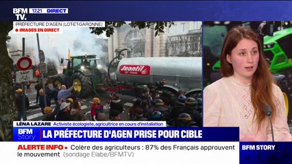 Dégradations lors des mobilisations d'agriculteurs: "Le gouvernement décide d'intervenir ou pas en fonction du mouvement", pour l'activiste écologiste Léna Lazare