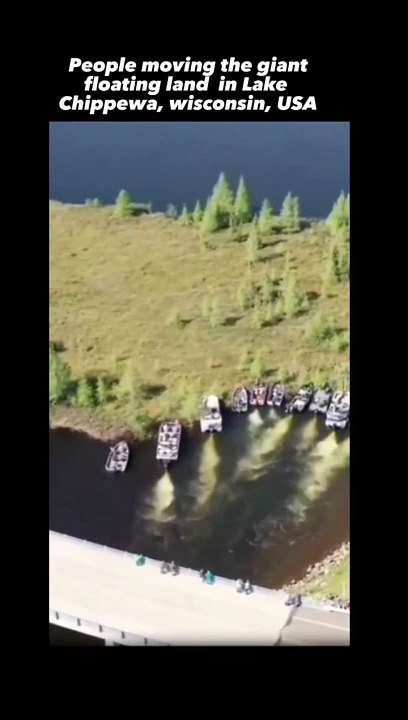 people moving giant floating land