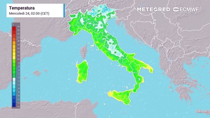 Mappa delle temperature in Italia