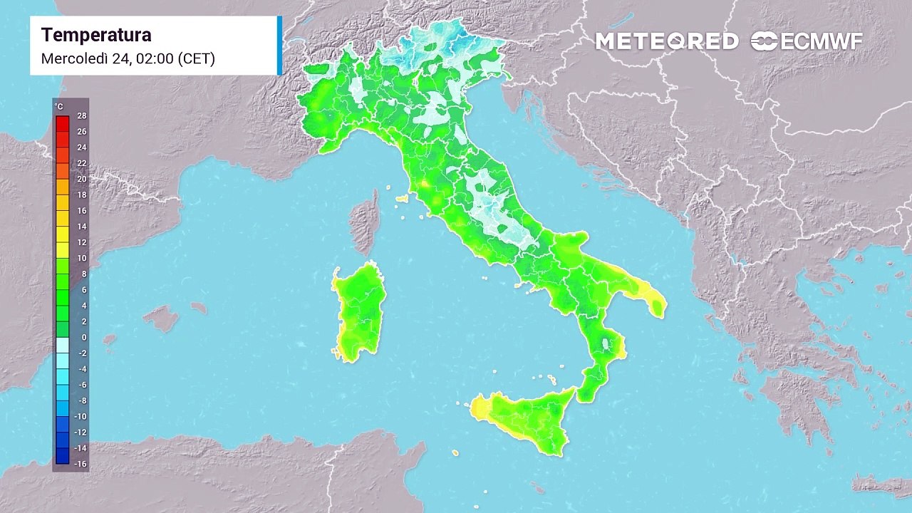 Mappa delle temperature in Italia