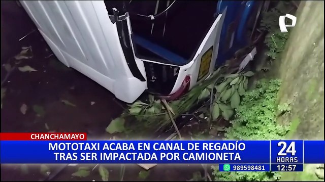 Chanchamayo: mototaxi acaba en canal de regadío tras ser embestida