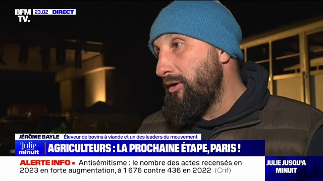 Jérôme Bayle (éleveur de bovins et figure de la mobilisation des agriculteurs): J'ai fait remonter au chef du gouvernement que l'on n'accepterait pas la nouvelle taxation [sur le gazole non routier]