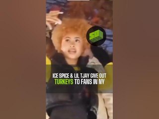 Ice Spice & Lil Tjay Give Out Turkeys To Fans
