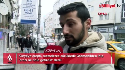 Kuryeye çarptı, metrelerce sürükledi! Otomobilden inip 'aracı ne hale getirdin' dedi!
