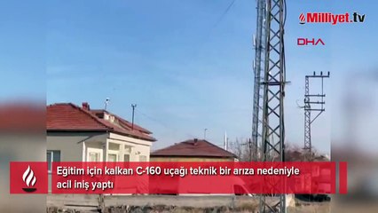 Kayseri'de korku dolu anlar! C-160 tipi askeri uçak acil iniş yaptı