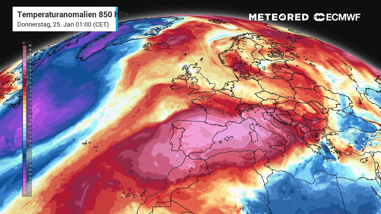 Extrem positive Temperaturanomalien über Europa und Deutschland!