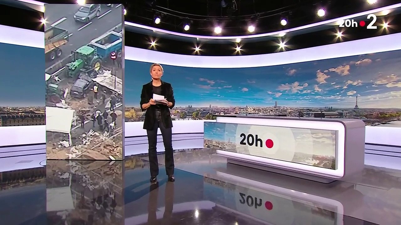 Anne-Sophie Lapix ouvre le "20 Heures" de France 2 sur la manifestation du monde agricole le mardi 22 janvier 2024.