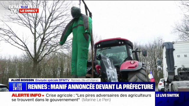 On est asphyxiés : les agriculteurs bretons se rejoignent à Rennes pour manifester devant l'ancienne préfecture