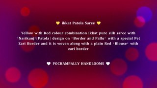 Pochampally ikkat Saree | Narikunj Patola | Pattu Saree | Handwoven Saree | Wedding Saree | Shopping