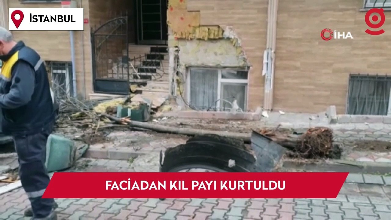 Yokuş aşağı kayan kamyon binaya çarparak durabildi: O anlar kamerada