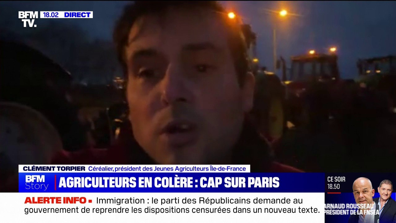 Clément Torpier, céréalier, président des Jeunes Agriculteurs Île-de-France, assure qu'il y aura "des points de blocage sur des axes qui mènent à la capitale"
